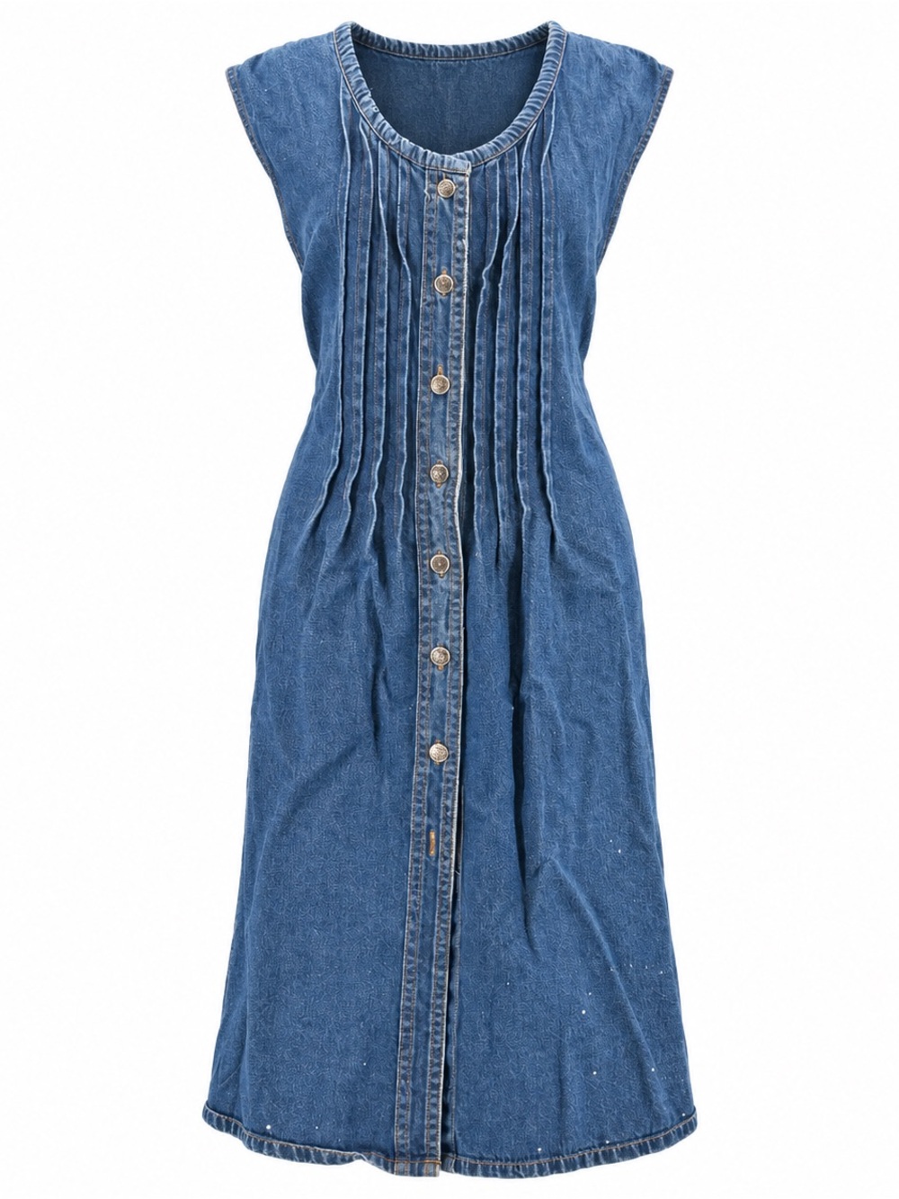 Vintage 90s AJS Denim Button Front Midi Dress 20W